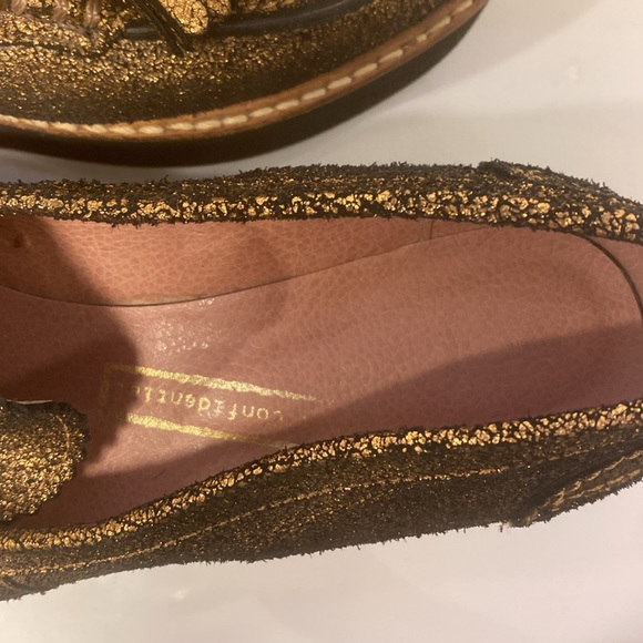 Vintage Sibyl Vane | Made in Argentina | Gold leather platform penny loafers - Picture 5 of 16